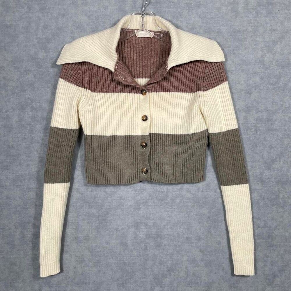 Altar'd State earth toned cropped cardigan